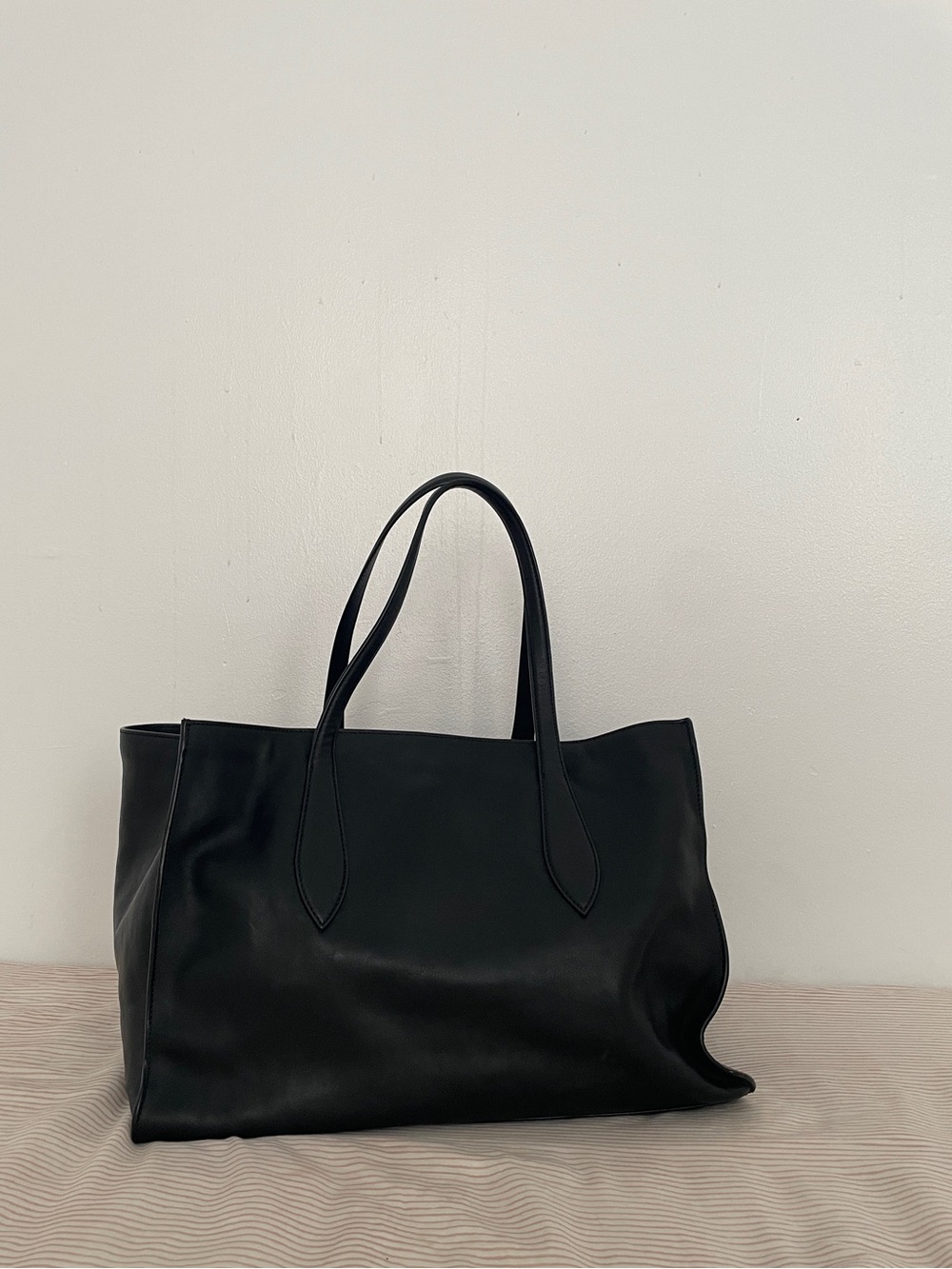 Massimo Dutti Black Oversized Napa Leather Bag
